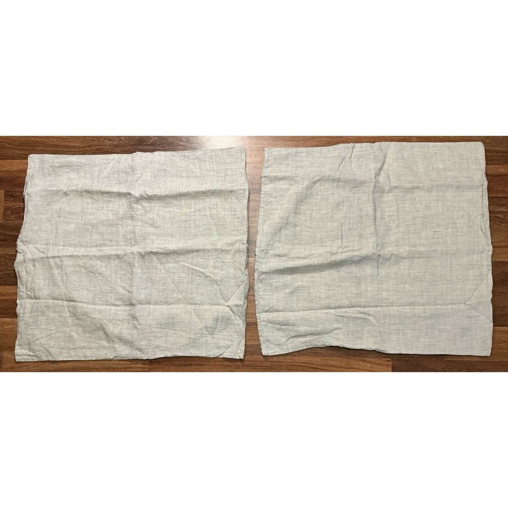 Pair Of 100% Linen Light Gray WEST ELM EURO Pillow Shams 26in X 26in